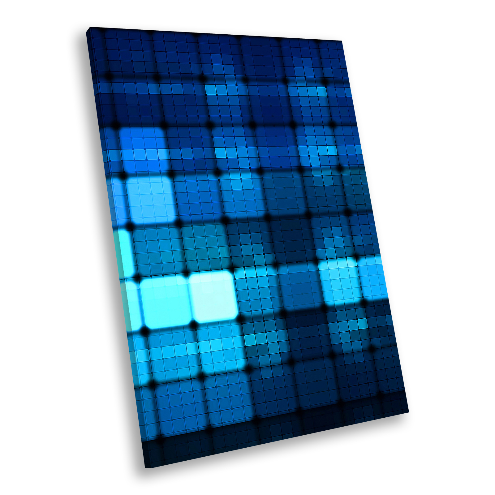 Blue Geometric Squares Abstract Portrait Canvas Picture Modern Wall Art Print Ebay 6411